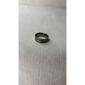 JVL Titanium Mens Wedding Band Silver Tone Rope Edge Comfort Fit Ring Size 9